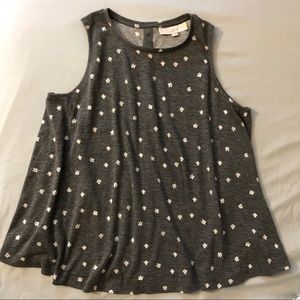 Loft Heather Gray Floral Tank